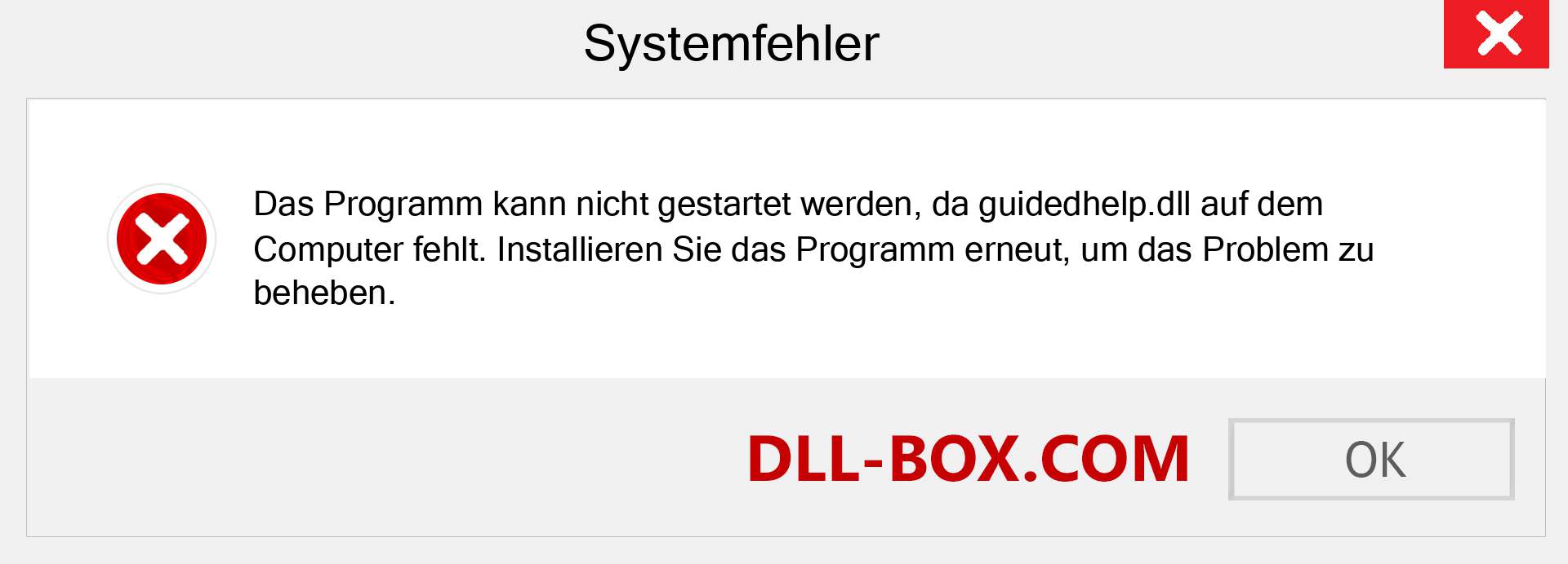 guidedhelp.dll-Datei fehlt?. Download für Windows 7, 8, 10 - Fix guidedhelp dll Missing Error unter Windows, Fotos, Bildern