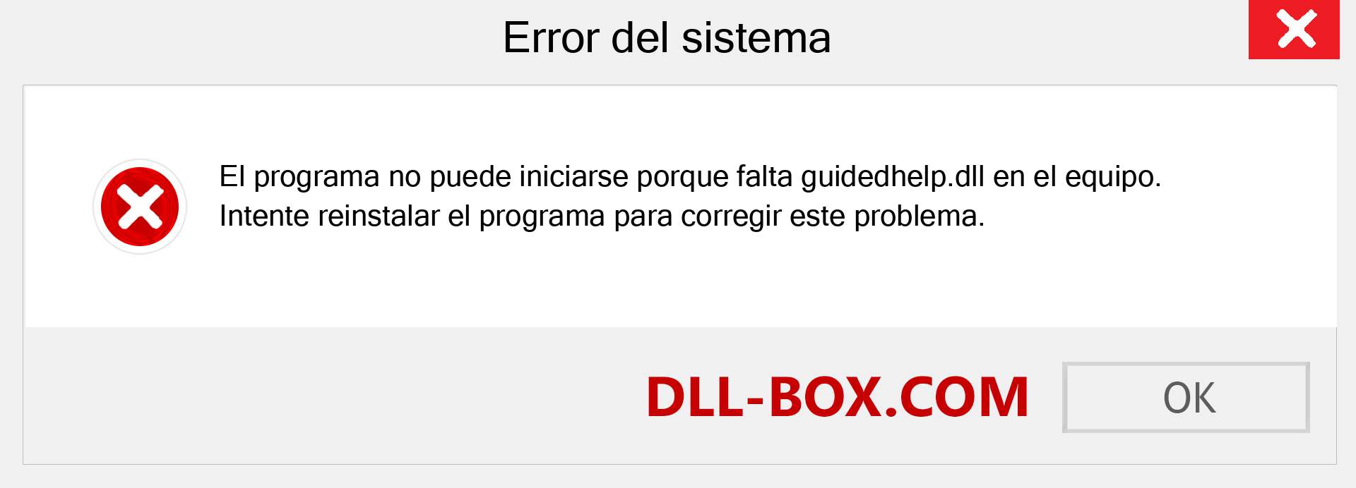 ¿Falta el archivo guidedhelp.dll ?. Descargar para Windows 7, 8, 10 - Corregir guidedhelp dll Missing Error en Windows, fotos, imágenes